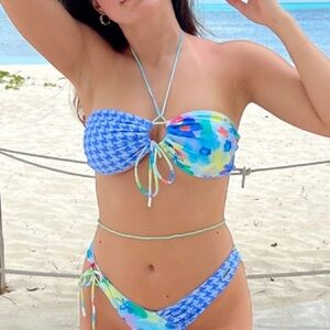 Blackbough Swim Houndstooth and Floral Bikini SET